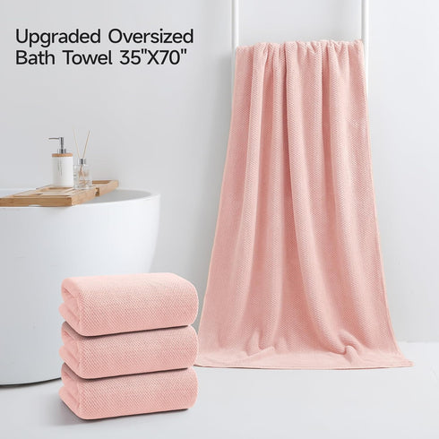 4 Pack 35 70 Set, Set REDKISS Pink Bath Towels, x in Extra Large Coral Fleece Bath Towel Super Soft Highly Absorbent