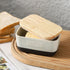 Countertop, 6 3.5 2.7) HVH Ceramic Butter Dish with Lid for Airtight Butter Keeper with Wooden Lid, Butter Holder