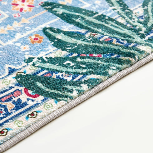 Tropical Jungle Rugs - 2x3 Faux Wool Botanical Boho Throw Rug for Bathroom Kitchen Indoor Entryway