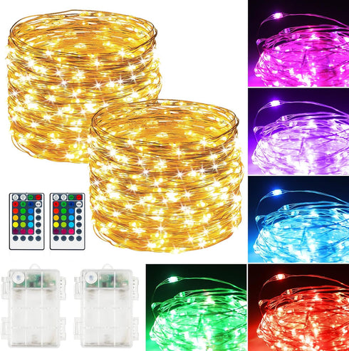 2Pack Battery Fairy Lights, Total 78Ft 240LED, Battery Operated Fairy Lights with