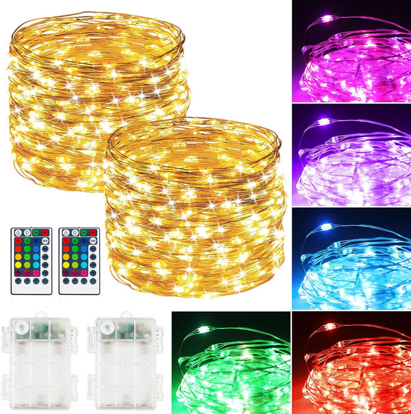 2Pack Battery Fairy Lights, Total 78Ft 240LED, Battery Operated Fairy Lights with