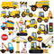 Tevxj Construction Vinyl Gel Clings, 20 Pcs Yellow & Black Transportation Stickers for Kids, Reusable Wall Decor