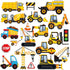 Tevxj Construction Vinyl Gel Clings, 20 Pcs Yellow & Black Transportation Stickers for Kids, Reusable Wall Decor