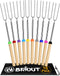 Briout Extendable Stainless Steel Roasting Sticks, 32 Inch Smores Sticks for Campfire, Hot Dog Fork, 10 Pack