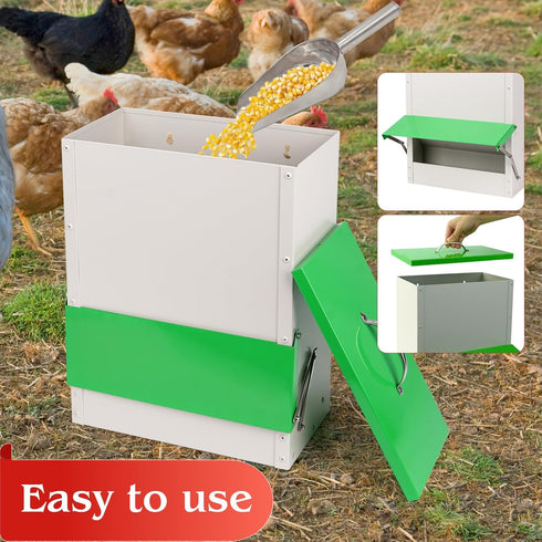 25 Lbs Automatic Chicken Feeder No Waste for Coop, Automatic Large Outdoor Duck Feeder and Poultry Feeder Rainproof