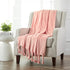 Homiest Cozy 50 60 Inch) Fleece Throw Blanket with Fringe, Soft & Flannel Light Pink Blanket, Lightweight Decorative