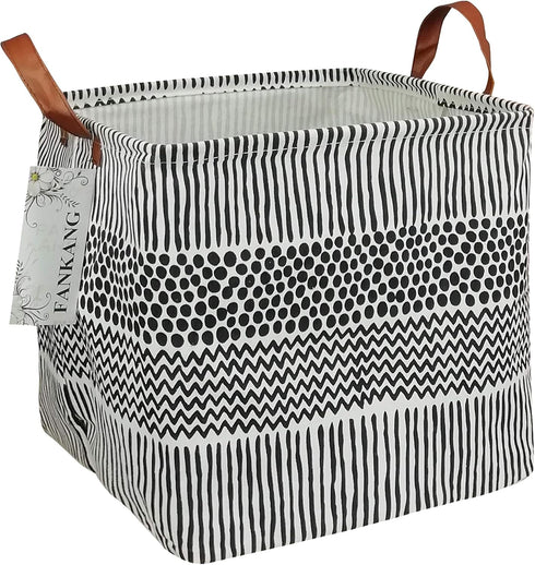 FANKANG Square Nursery Hamper Storage Bins - Foldable Canvas Laundry Basket with Waterproof Coating