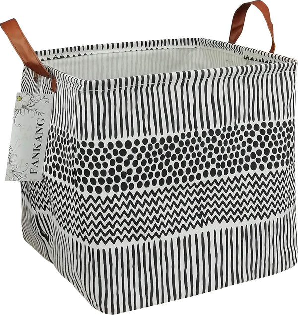 FANKANG Square Nursery Hamper Storage Bins - Foldable Canvas Laundry Basket with Waterproof Coating