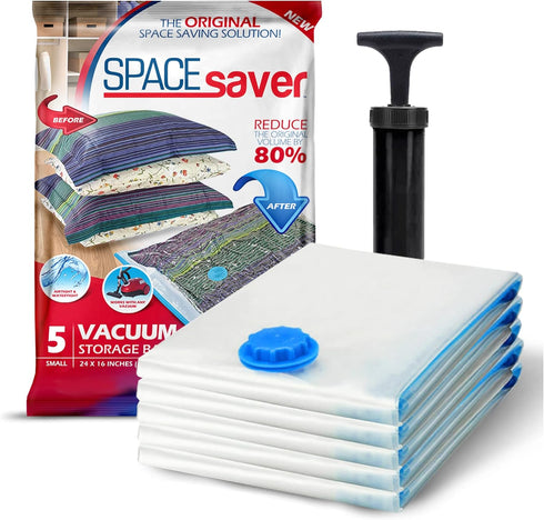 5 Pack Small Vacuum Storage Bags for Comforters, Blankets & Clothes, Vacuum Sealed Compression Bags