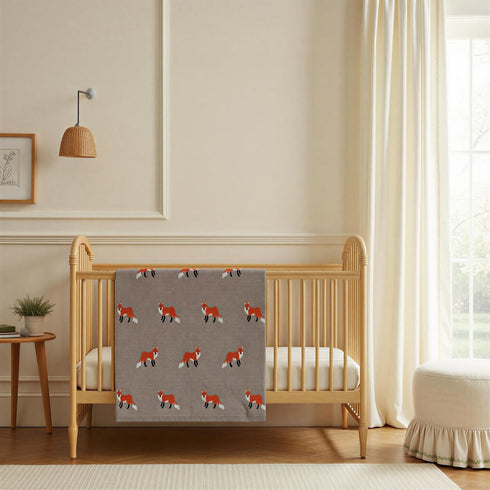 Cozy Multicolor Fox Print Baby Blanket - Cotton Knit for Infants