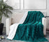 63" 90" DaDa Bedding Lavish Emerald Green Blue Faux Fur Fuzzy Throw Blanket - Mermaid Scales Design White Sherpa