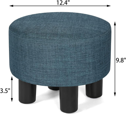 Joveco Small Foot Rest Stool Ottoman, Line Round Short Low Foostool for Chair, Under Office Desk, Living Room, Navy