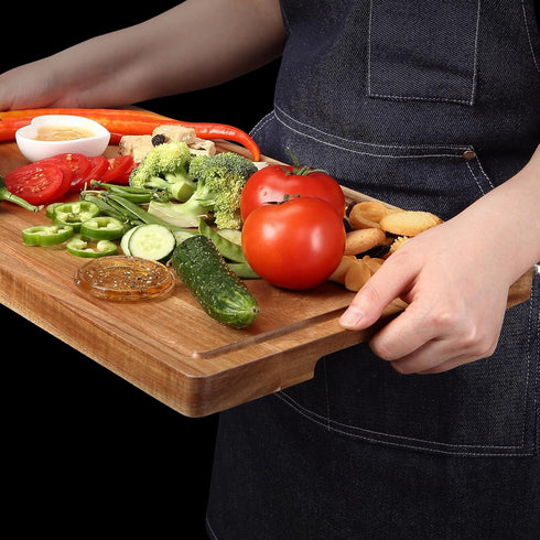 18x12 1 GarveeHome Large Acacia Wood Cutting Board, in Thick Butcher Block Cutting Board with Deep Juice Groove