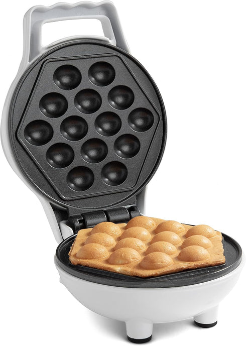 Bubble Mini Waffle Maker - Tiny Hong Kong Egg Style Design, 4" Individual Waffler Iron for Ice Cream Treat Desserts