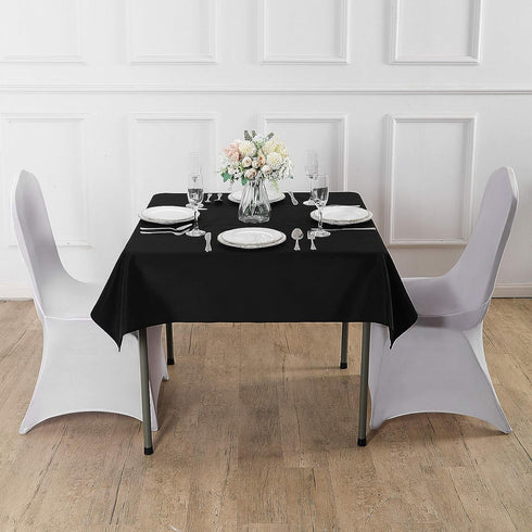 Cupuamon Square Tablecloth 52x52 inch Washable Polyester Fabric for Wedding Party Dining Banquet Decoration (Black)