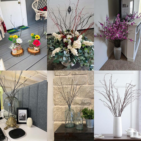 Pursuestar 5Pcs 29.5" Lifelike Dry Willow Branches - Bendable Iron Wires Artificial Floral Flower Stub Stem for DIY