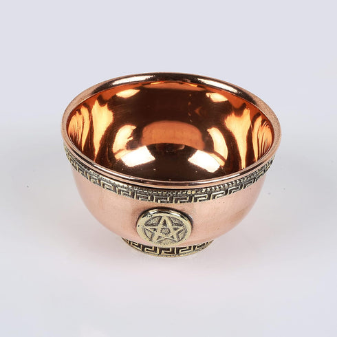 Indian Consigners Small Altar Witchcraft Serving Bowl, Offering or Smudging Bowl (Pentagram Bowl)