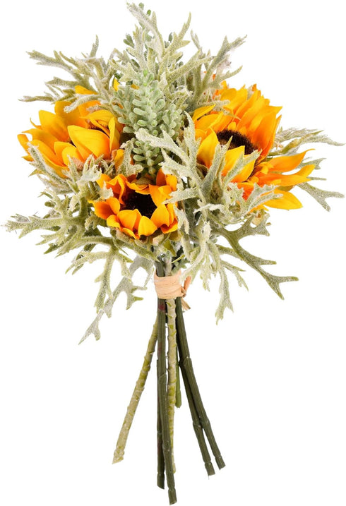 Vickerman Everyday Artificial Yellow Sunflower Bouquet 14" - Premium Faux Floral Decor for Weddings or Arrangements