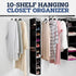 Closet 10-Shelf Closet ZOBER Hanging Organizer, - Hanging Storage Organizer Shelves for Clothes, Towels, Toys - College