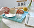11 Inch Blue Square Plastic Tray - Organizer Tray for Bathroom Vanity, Dresser, Coffee Table, Nightstand | Decorative