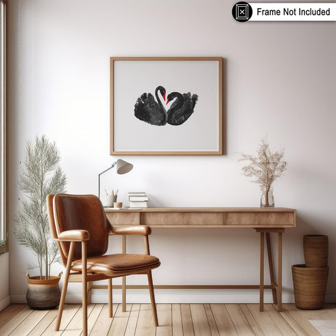 Poster Master Black Swans Poster, Swan Painting Print, Romantic Bedroom or Living Room Wall Decor, 8x10