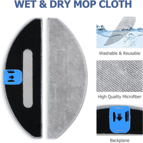 6 Pack Replacement Mop Pads for iRobot Roomba Combo i5 & j5 Series, Microfiber Cleaning Pads, Replacement Accessories