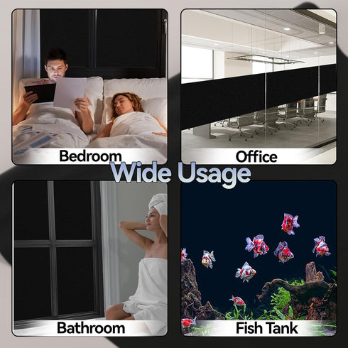 Window Film 17.5" x 78.7" Blackout for Ultimate Privacy and Sun Blocking, Removable Static Cling Film for Home, RVs