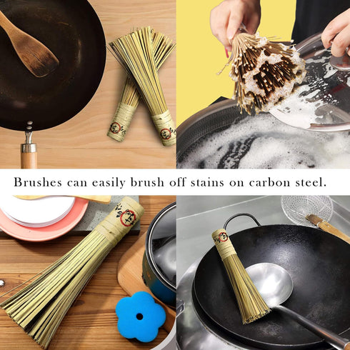 12-Inch Bamboo Wok Brush, Kitchen Cleaning Brushes for Scrubbing Cooking Pots, Pans, and Grilling Utensils (1 Pack)