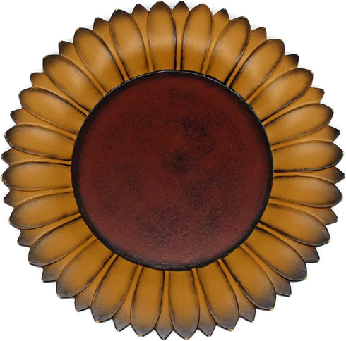 CVHOMEDECO. Rustic Sunflower Shape Wooden Plate, 11 Inch Display Art for Home and Office Décor (Mustard Plate Only)