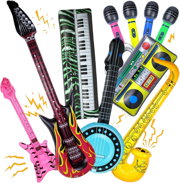 Naturahand 10 Pieces Inflatable Instruments Party Props Set Photo Booth Props Inflatable Guitar