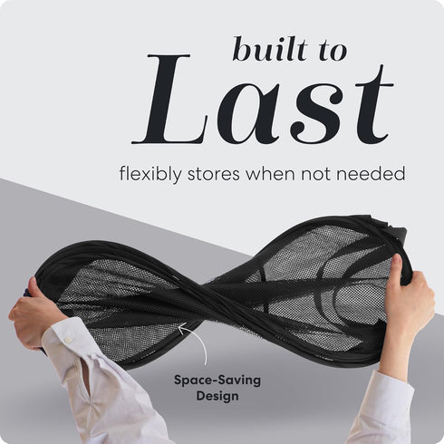 Handy Laundry Collapsible Mesh Pop Up Hamper, Wide Opening with Side Pocket - Sturdy, Foldable Design (Black | 2-Pack)
