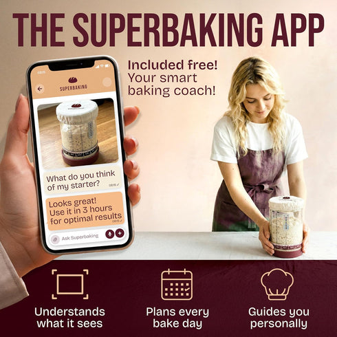 9" Set Superbaking Sourdough Starter Kit, Splinter-Free Banneton Bread Proofing Basket with Non-Stick Silicone Dough
