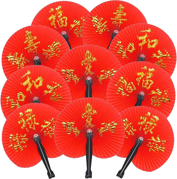 20 Pieces Folding Paper Hand Fans, Handheld Chinese New Year Decorations, Asian Oriental Foldable Fans