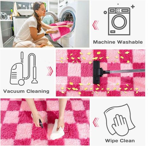 5x7 Checkered Rugs for Living Room Bedroom, Area Rugs for Living Room, Modern Shaggy Carpets Fuzzy Rug for Boys Girls