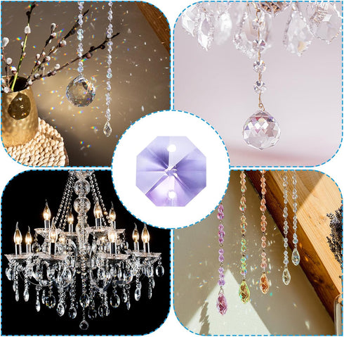 K9 2 30 Pack 14mm PATIKIL Crystal Octagon Beads Holes Pendants, Chandelier Prisms Parts Ornaments Hanging Beads for DIY