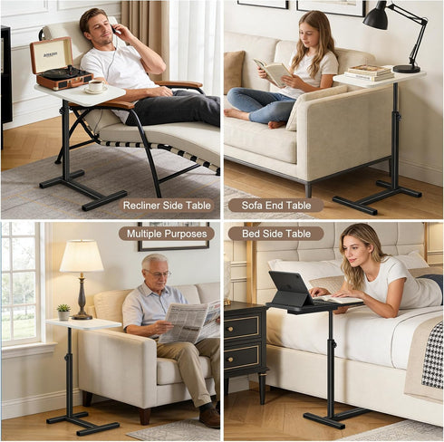 Tinysun C Shaped Small Side Table,Adjustable Tv Tray Side Table for Bedroom,Couch Bed Table TV Trays for Eating