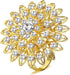 Geiserailie 6 Pcs Gold Flower Napkin Rings, Alloy Floral Crystal Rhinestone Holders for Wedding, Holiday Table