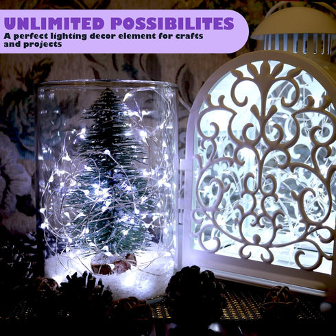 6 Pack Fairy Lights, Battery Operated Waterproof String Lights, 7ft, 20 LEDs, Silvery Copper Wire
