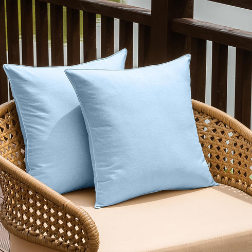 NiNi Set of 2 Outdoor Waterproof Throw Pillow Covers - Decorative Farmhouse Cushion Cases for Patio 18x18 Inch, Light