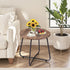 17.7 inch VECELO Small Round Outdoor Side Table,Patio End Table,Waterproof Wood Table with Weather Resistant Steel