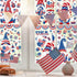 138Pcs Patriotic Window Clings, 4th of July Gnome American Flag Firework Decals, Red Blue Star Stripe Double-Sided PVC