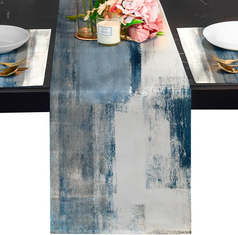 Farmhouse Table Runners 48 Inches Long, Gray White Wood Grain Spring Table