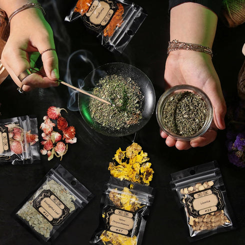 Tikem Kitch 50 Pack HNSHAG Herbs for Witchcraft, Mixed Dried Flowers Kit for Magic Spells Jars, Wiccan Pagan Rituals