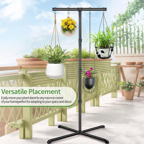 4 Plant Hanger Indoor, Hanging Plant Stand Heavy Duty Metal Standing Plant Hanger with Hooks Hanging Plant Holder