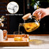 PARACITY 20 OZ Glass Teapot Stovetop, Borosilicate Clear Tea Kettle with Bamboo Lid and Removable Filter Spout