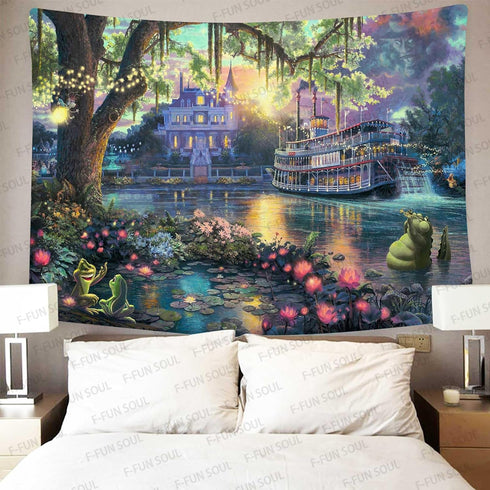 F-FUN SOUL Large 80x60inches Princess Palace Tapestry - Soft Flannel Wall Hanging for Living Room Bedroom Decor