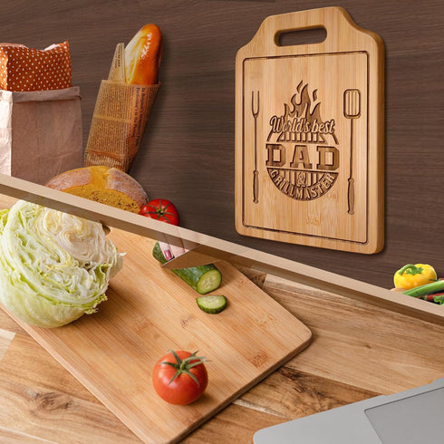 Engraved Bamboo Cutting Board, Gift for Dad from Daughter Son, 12.3"L x 8.7"W