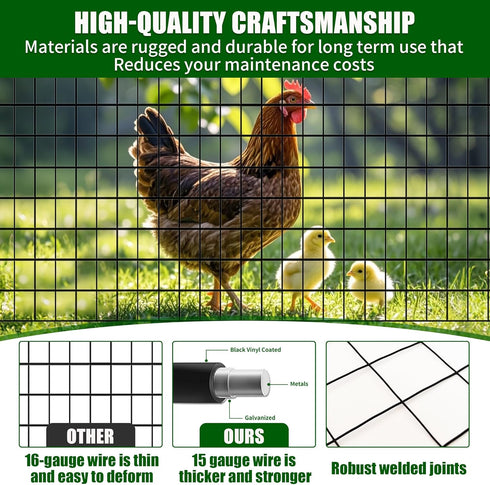 24 50 2x3 inch 15GA PVC Coated Welded Wire Mesh Fence, in x ft, Mesh Heavy-Duty Roll, Garden Border Fencing
