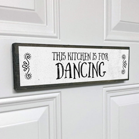 Kitchen Wood Signs, Medium Wood and Metal - This Kitchen Is For Dancing