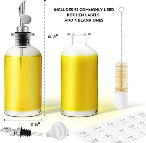 55 11.8 oz 2pcs Spaceneat Olive Oil Dispenser Bottle - Includes Kitchen Essential Labels - Cooking Oil Bottles